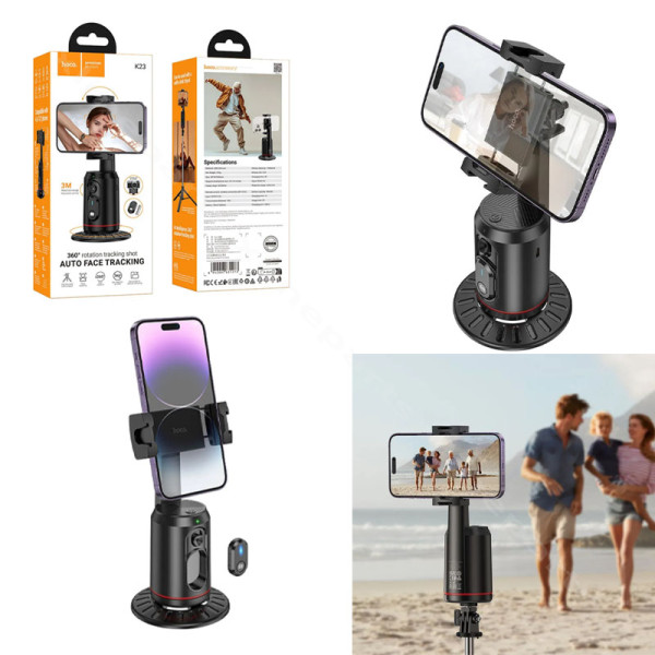 Bluetooth Tripod Selfie Stick Detachable Hoco K23 Face Tracking 360 black