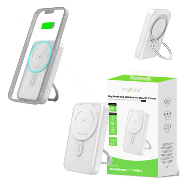 Power Bank Magsafe Foldable Stand Rixus RXPB71A 10000mAh white