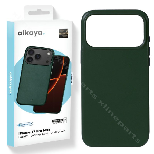 Back Case Magsafe Leather Alkaya Lucid Apple iPhone 17 Pro Max dark green