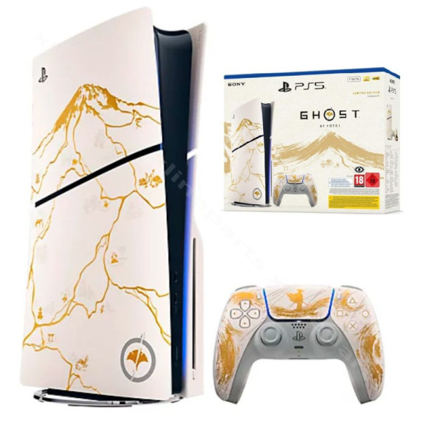 PlayStation 5 Bluray Slim, 1 ТБ Ghost of Yotei Gold, ограниченная серия, белая