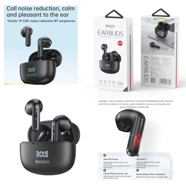 Ακουστικό Yesido TWS19 Wireless μαύρο