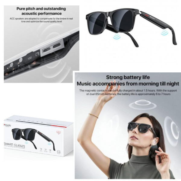 Ακουστικά γυαλιά ηλίου Yesido IO35 Wireless Unisex μαύρο