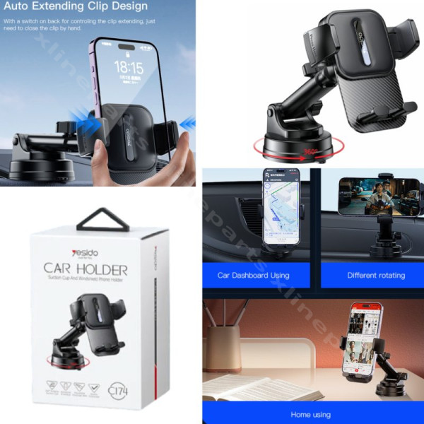 Στήριγμα αυτοκινήτου Yesido C174 (4 - 6,7)" μαύρο