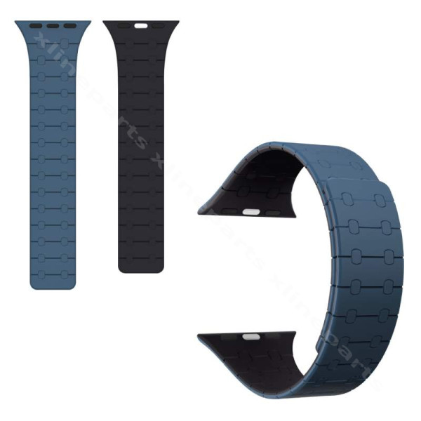 Rixus Magnetic Silicone Apple Watch Strap 49mm/45mm/44mm/42mm blue midnight