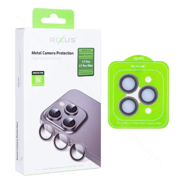 Tempered Glass Ring Camera Protector Rixus Apple iPhone 17 Pro/17 Pro Max orange