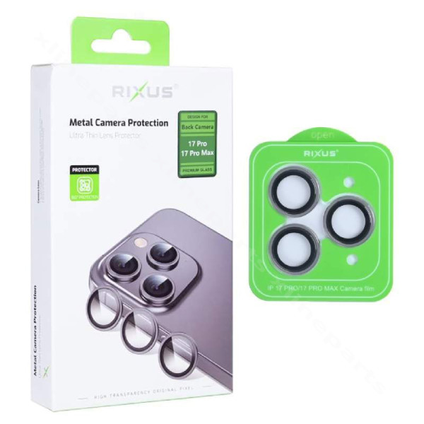 Tempered Glass Ring Camera Protector Rixus Apple iPhone 17 Pro/17 Pro Max gray