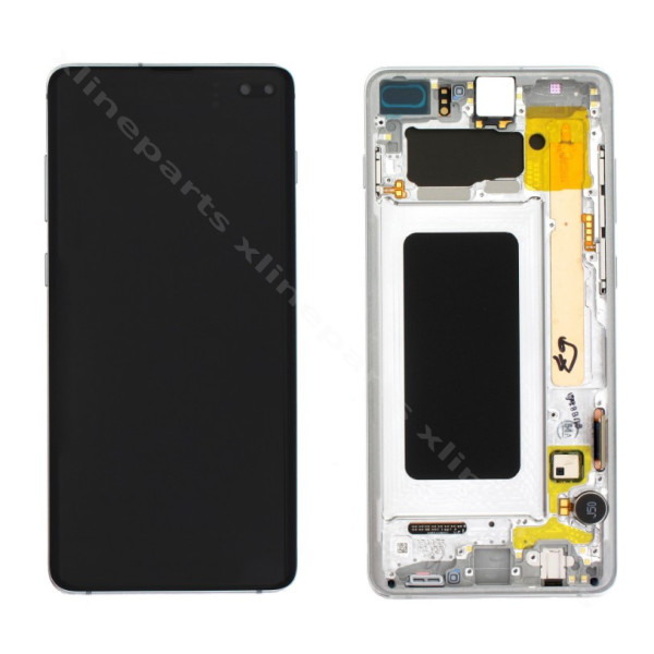 LCD Complete Frame Samsung S10 Plus G975 prism white (Original) Assembled