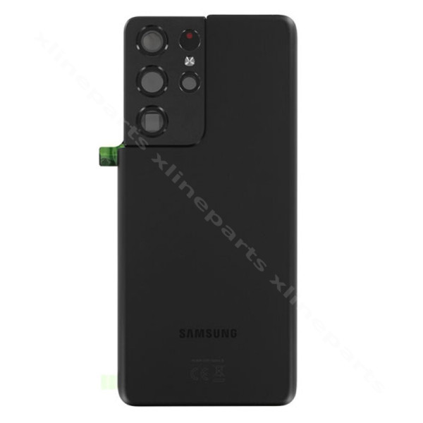 Задняя крышка аккумуляторного отсека, объектив Samsung S21 Ultra G998, черный OEM*