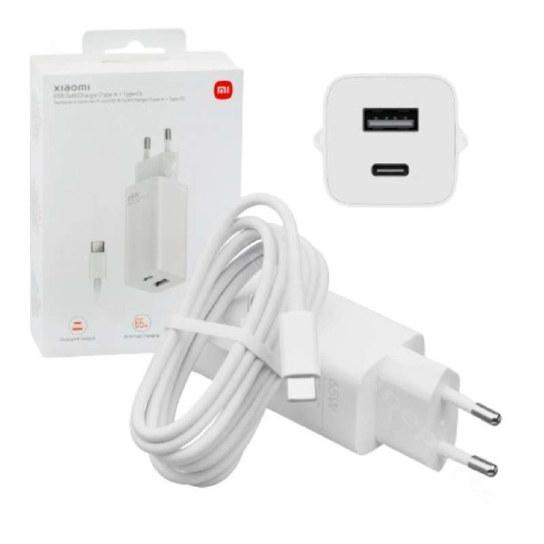 Зарядное устройство USB / USB-C с кабелем USB-C на USB-C Xiaomi BHR5515GL 65W EU белое