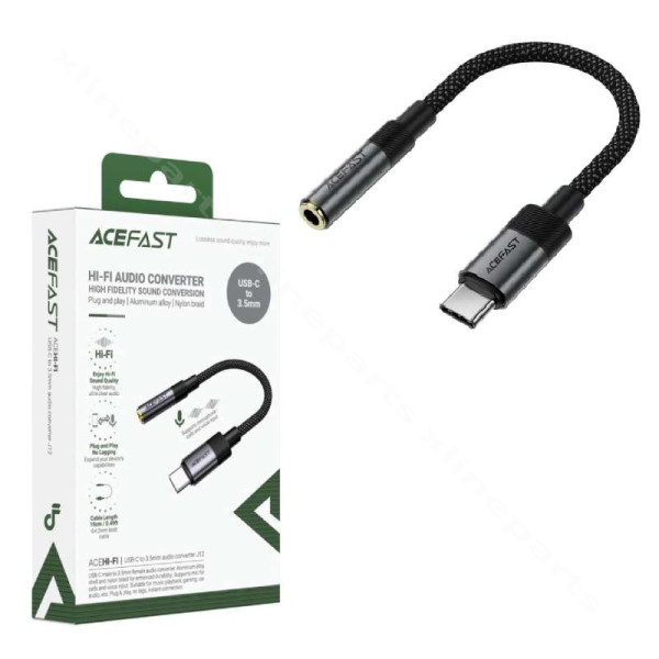Адаптер USB-C «папа» на 3,5 мм «мама» Acefast J12 14 см, черный