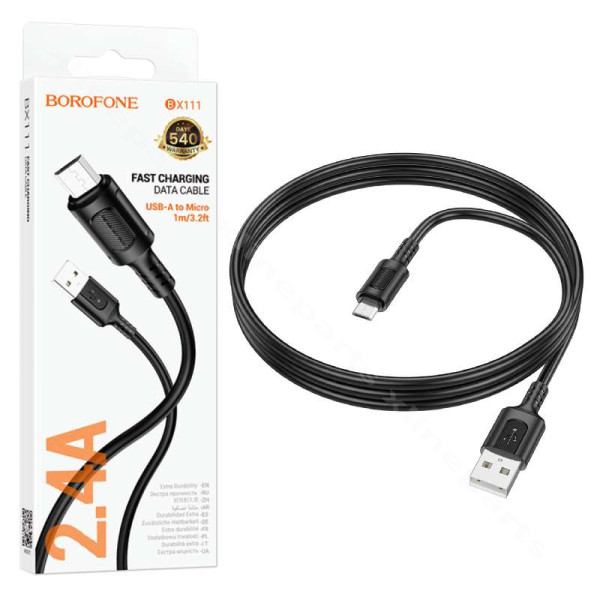 Καλώδιο USB σε Micro USB Borofone BX111 18W 2.4A 1m μαύρο