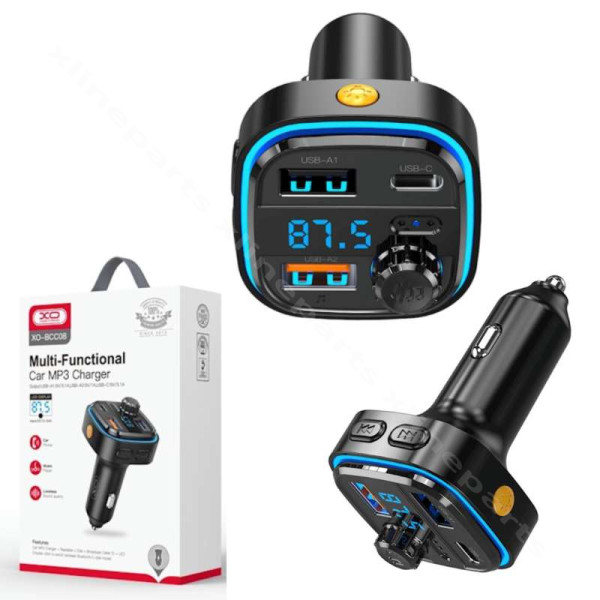 Πομπός αυτοκινήτου Bluetooth FM Dual USB / USB-C XO BCC08 μαύρο