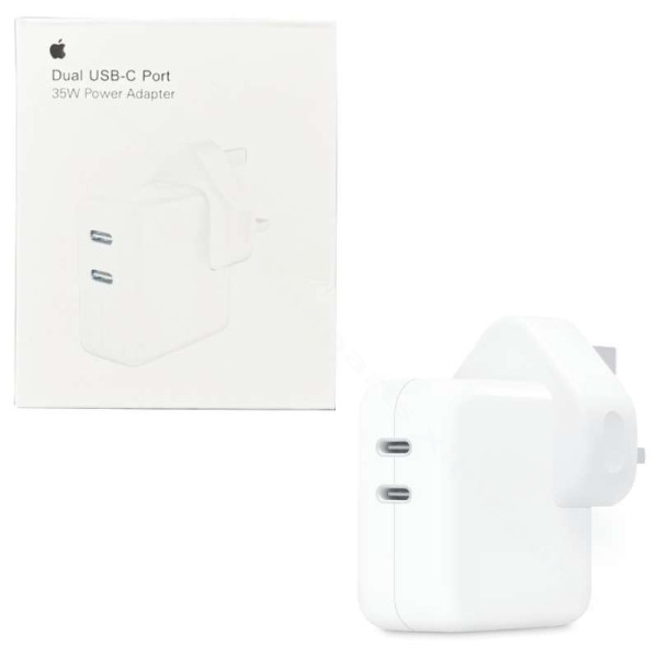 Φορτιστής Dual USB-C Apple 35W UK λευκό