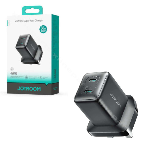 Φορτιστής Dual USB-C Joyroom JR-TCG17 45W UK μαύρο