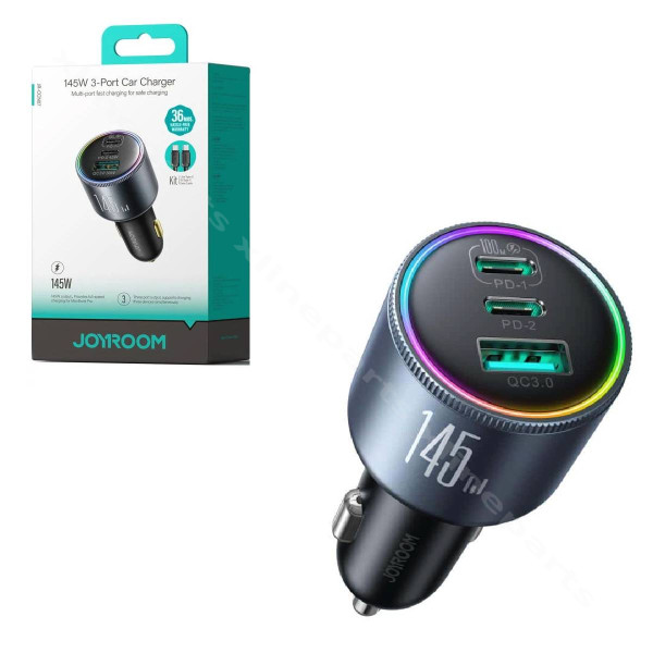 Car Charger Dual USB-C / USB with USB-C Cable Joyroom JR-CCN07 145W black
