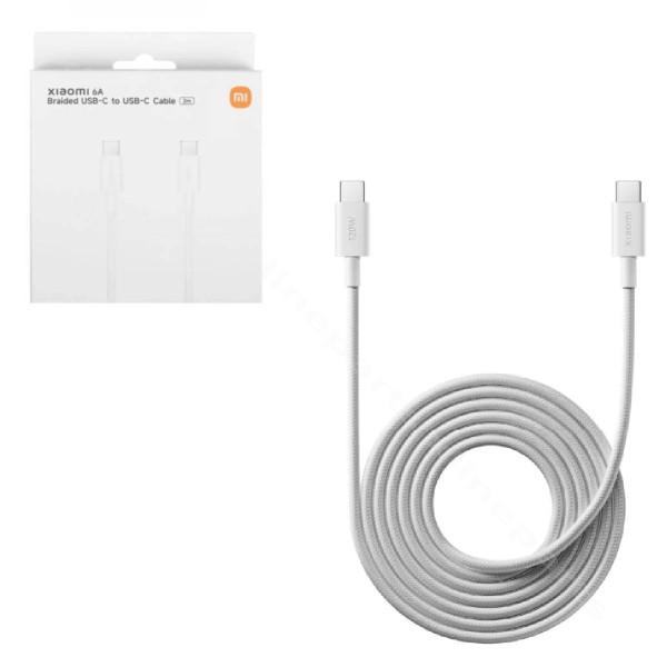 Cable USB-C to USB-C Xiaomi BHR087AGL 120W 6A 2m Braided white