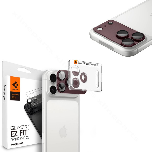Προστατευτικό Κάμερας Spigen Optik Pro XL από Σκληρυμένο Γυαλί για Apple iPhone 17 Pro Max / 18 Pro Max, σκούρο κερασί