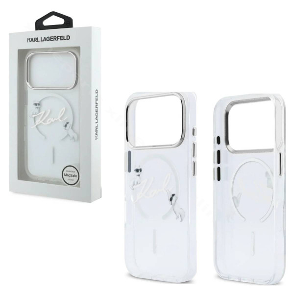 Задняя крышка Magsafe Karl Lagerfeld IML с логотипом Apple iPhone 17 Pro Max / 18 Pro Max, прозрачная.