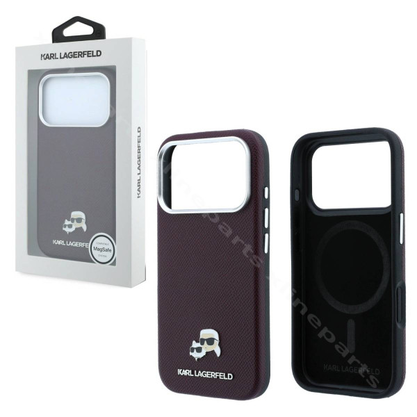 Back Case Magsafe Karl Lagerfeld Grained Heads Apple iPhone 17 Pro / 18 Pro burgundy