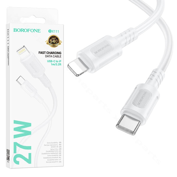 Cable USB-C to Lightning Borofone BX111 Feliz 27W 2.4A 1m white