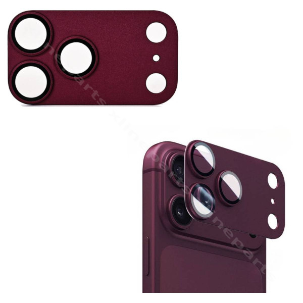 Tempered Glass Camera Protector Apple iPhone 17 Pro Max / 18 Pro Max burgundy